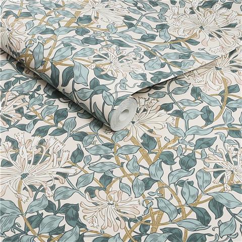 William Morris at Home Wallpaper Honeysuckle 140483 Dusky Blue