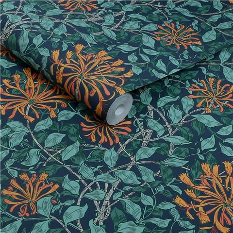 William Morris at Home Wallpaper Honeysuckle 140484 tidewater Blue