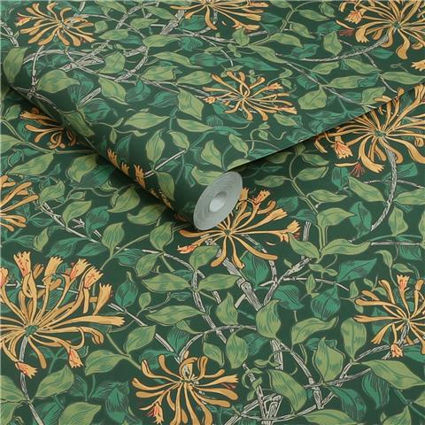 William Morris at Home Wallpaper Honeysuckle 140487 verde