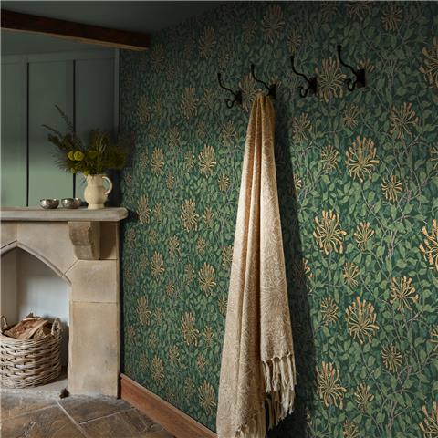William Morris at Home Wallpaper Honeysuckle 140487 verde