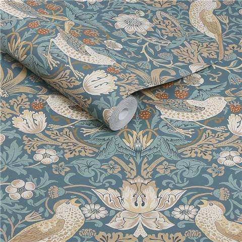 William Morris at Home Wallpaper Strawberry Thief 140503 Washed Blue
