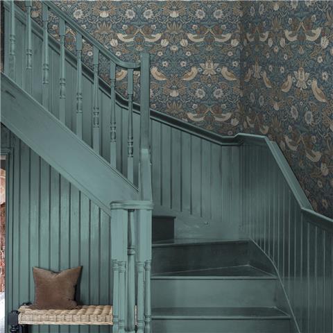 William Morris at Home Wallpaper Strawberry Thief 140503 Washed Blue