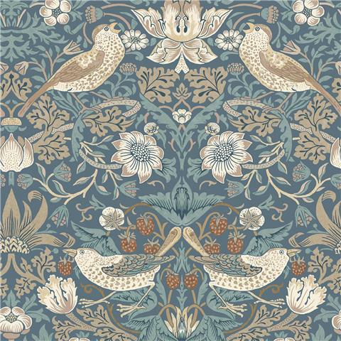 William Morris at Home Wallpaper Strawberry Thief 140503 Washed Blue