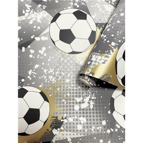 Kids Wallpaper Football Frenzy 14090 Black/Gold