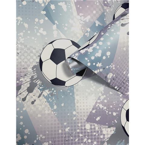 Kids Wallpaper Football Frenzy 14091 Lilac/Silver