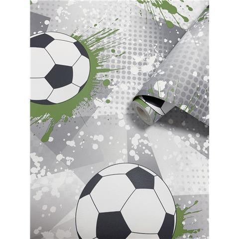 Kids Wallpaper Football Frenzy 14092 Grey/Green