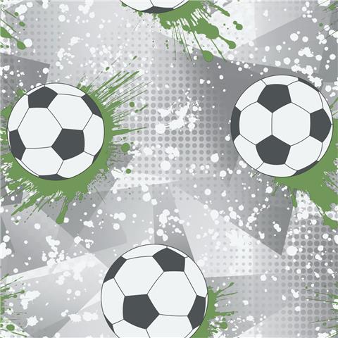 Kids Wallpaper Football Frenzy 14092 Grey/Green