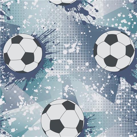 Kids Wallpaper Football Frenzy 14093 Navy/Teal