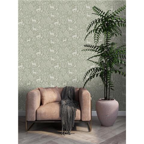Holden Statement Symphony Wallpaper Deer Woods 14160 Sage