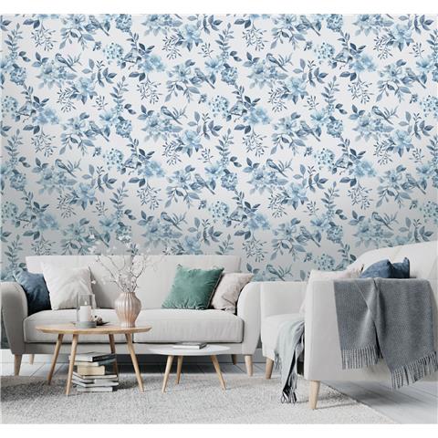 Holden Statement Symphony Wallpaper Bird Garden 14193 Blue/White