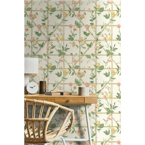 Holden Statement Symphony Wallpaper Trailing Floral Trellis 14200 Orange/Cream