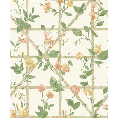 Holden Statement Symphony Wallpaper Trailing Floral Trellis 14200 Orange/Cream