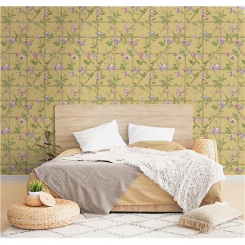 Holden Statement Symphony Wallpaper Trailing Floral Trellis 14201 Ochre