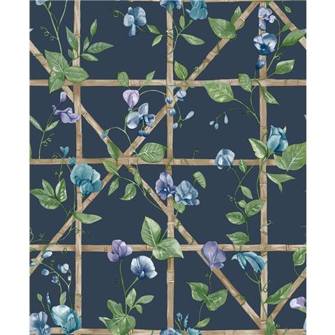Holden Statement Symphony Wallpaper Trailing Floral Trellis 14202 Navy