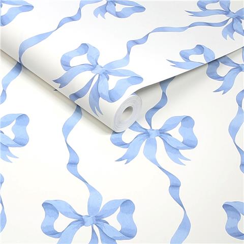 Cath Kidston Wallpaper Ribbon Bow 142047 Blue