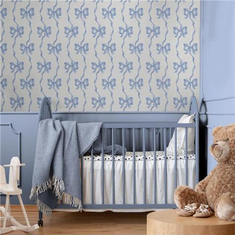 Cath Kidston Wallpaper Ribbon Bow 142047 Blue