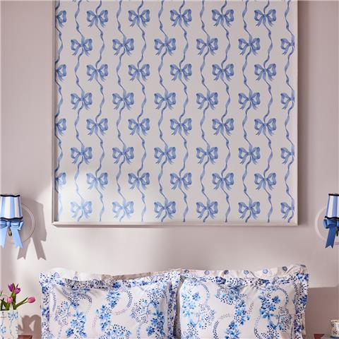 Cath Kidston Wallpaper Ribbon Bow 142047 Blue