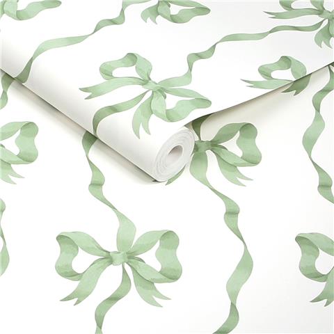 Cath Kidston Wallpaper Ribbon Bow 142049 Sage