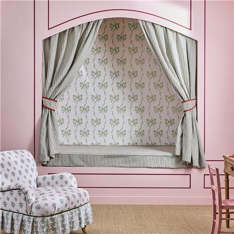 Cath Kidston Wallpaper Ribbon Bow 142049 Sage