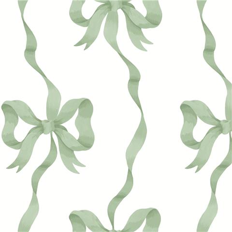 Cath Kidston Wallpaper Ribbon Bow 142049 Sage