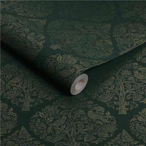 GRAHAM AND BROWN Allurium WALLPAPER Woodland Fable 142058 Emerald