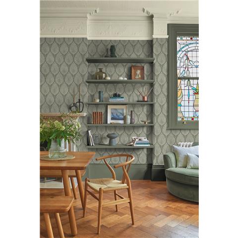 GRAHAM AND BROWN JAIPUR WALLPAPER COLLECTION Flame Leaf 142308 Sage