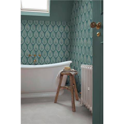 GRAHAM AND BROWN JAIPUR WALLPAPER COLLECTION Flame Leaf 142309 Teal