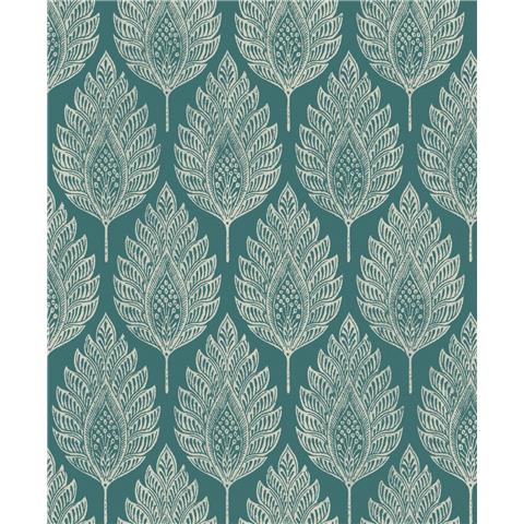 GRAHAM AND BROWN JAIPUR WALLPAPER COLLECTION Flame Leaf 142309 Teal