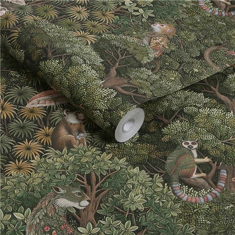 GRAHAM AND BROWN JAIPUR WALLPAPER COLLECTION Treetop Troop 142310 Green