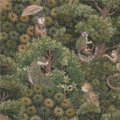GRAHAM AND BROWN JAIPUR WALLPAPER COLLECTION Treetop Troop 142310 Green