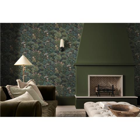 GRAHAM AND BROWN JAIPUR WALLPAPER COLLECTION Treetop Troop 142311 Emerald
