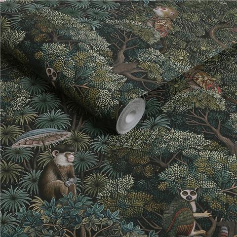 GRAHAM AND BROWN JAIPUR WALLPAPER COLLECTION Treetop Troop 142311 Emerald