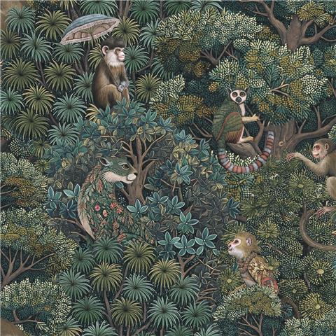 GRAHAM AND BROWN JAIPUR WALLPAPER COLLECTION Treetop Troop 142311 Emerald
