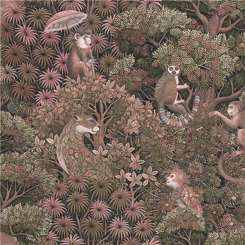 GRAHAM AND BROWN JAIPUR WALLPAPER COLLECTION Treetop Troop 142312 Damson