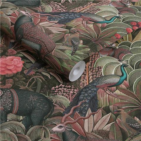 GRAHAM AND BROWN JAIPUR WALLPAPER COLLECTION Jungle Jamboree 142314 Damson