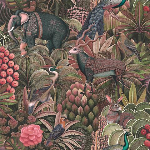 GRAHAM AND BROWN JAIPUR WALLPAPER COLLECTION Jungle Jamboree 142314 Damson