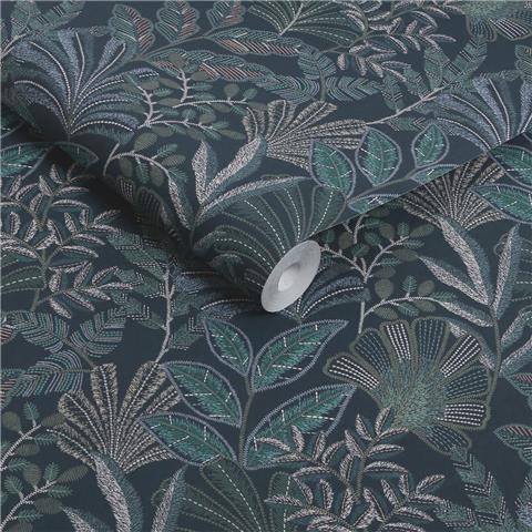 GRAHAM AND BROWN JAIPUR WALLPAPER COLLECTION Vendura Weave 142319 Navy