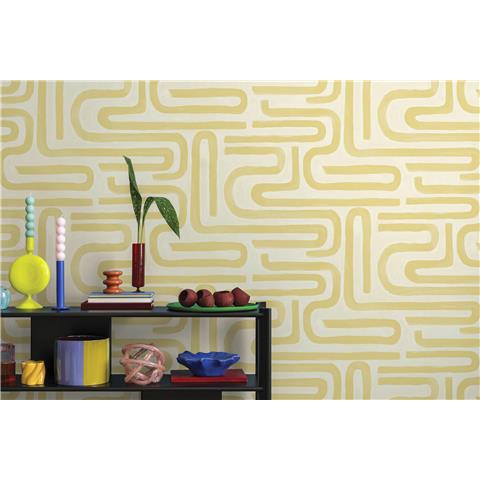 Holden Statement Symphony Wallpaper Brushed Geo 14231 Ochre