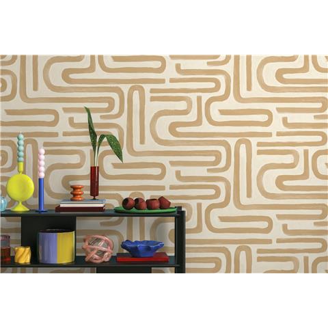 Holden Statement Symphony Wallpaper Brushed Geo 14232 Orange