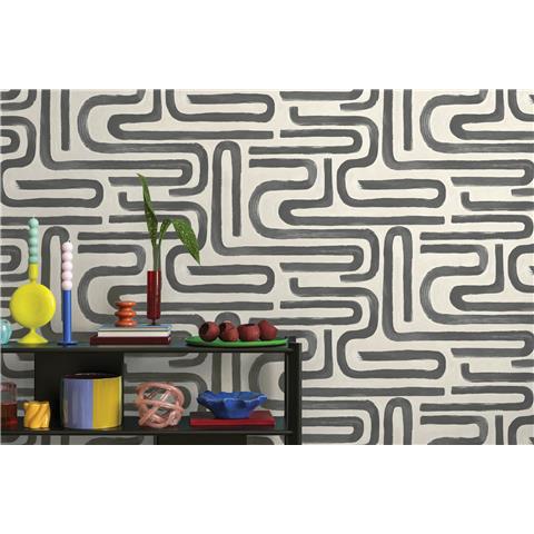 Holden Statement Symphony Wallpaper Brushed Geo 14233 Charcoal
