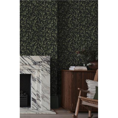 GRAHAM AND BROWN Allurium WALLPAPER Archivists leaf 142347 Night