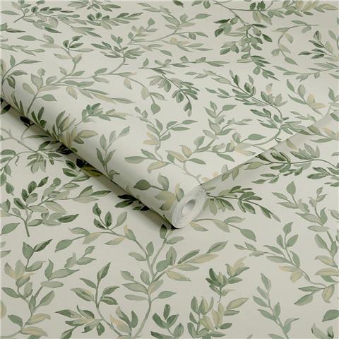 GRAHAM AND BROWN Allurium WALLPAPER Archivists leaf 142348 sage