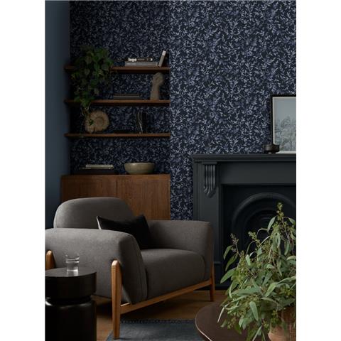 GRAHAM AND BROWN Allurium WALLPAPER Archivists leaf 142349 Navy