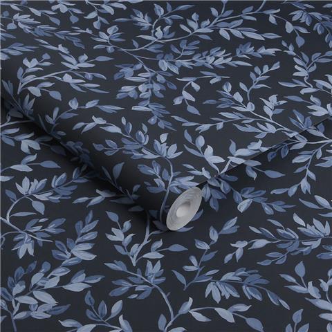 GRAHAM AND BROWN Allurium WALLPAPER Archivists leaf 142349 Navy