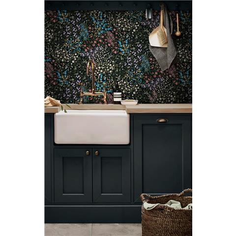 GRAHAM AND BROWN Allurium WALLPAPER Painterly Flora 142351 Black
