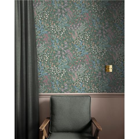 GRAHAM AND BROWN Allurium WALLPAPER Painterly Flora 142352 Green