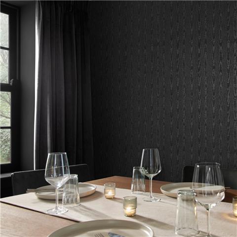 GRAHAM AND BROWN Allurium WALLPAPER Moire 142361 Charcoal