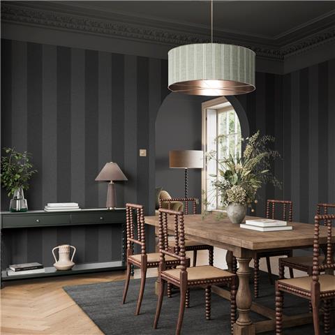 Super Fresco Easy Heirloom Regency Stripe Wallpaper 142524 Charcoal