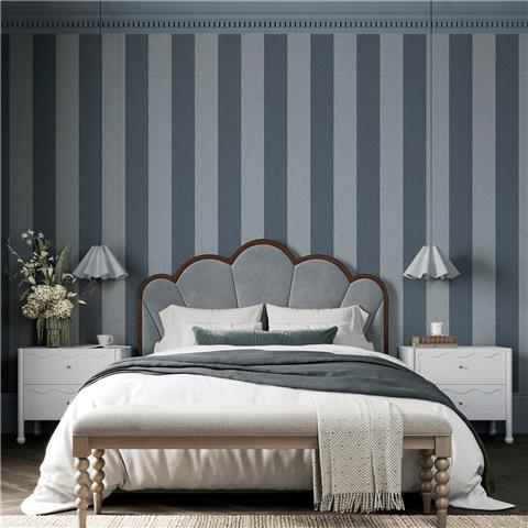 Super Fresco Easy Heirloom Regency Stripe Wallpaper 142525 Archival Blue