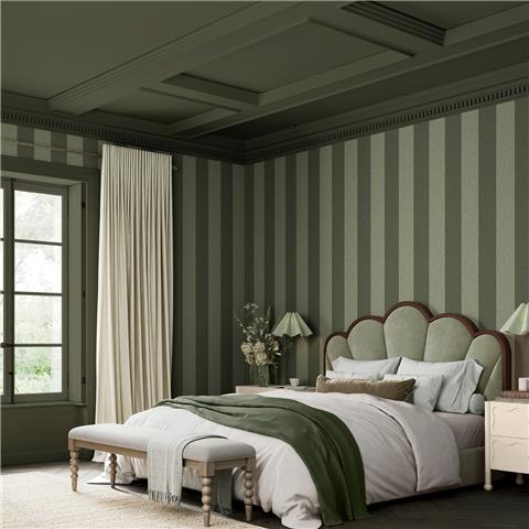 Super Fresco Easy Heirloom Regency Stripe Wallpaper 142526 Forest